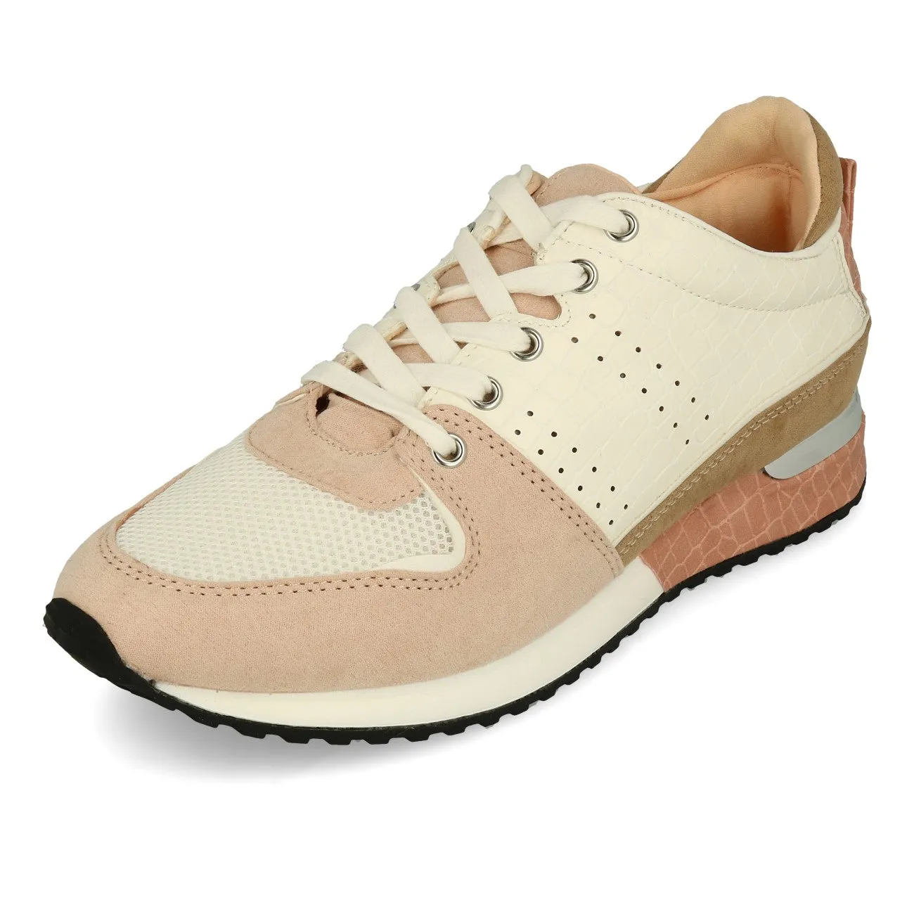 La Strada 2000989 Laced Up Damen Sneaker Light Pink Micro White Croc