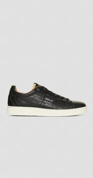 Lace Up Leather Sneaker - Black