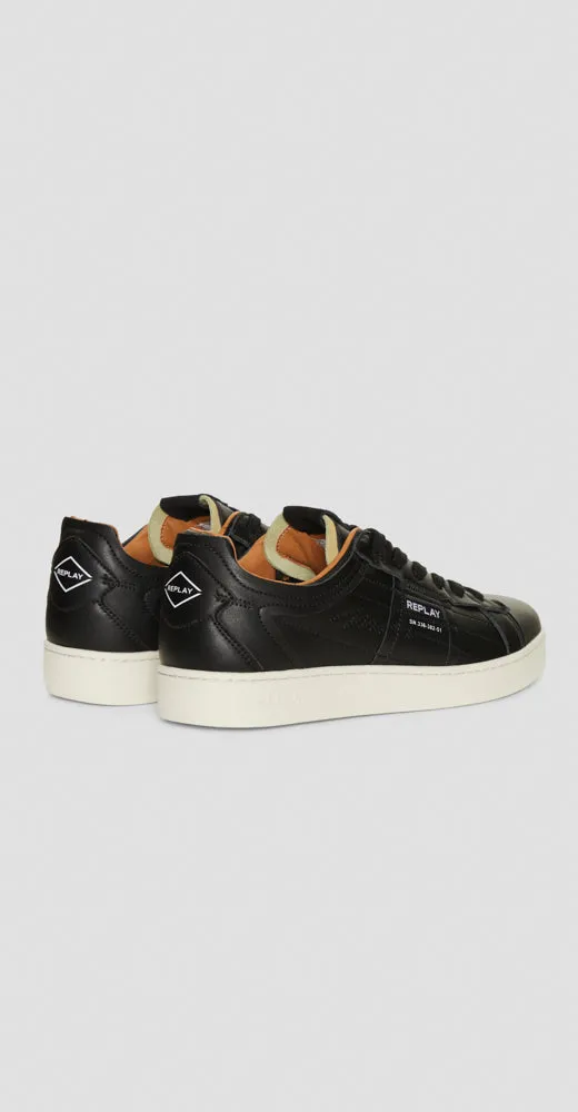 Lace Up Leather Sneaker - Black