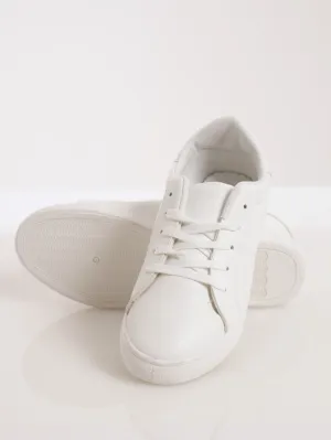 Ladies Lace Up Sneaker - White