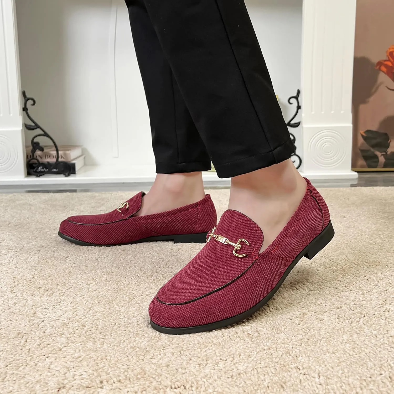 LCQL Men's Luxury Velvet Penny Loafer Shoes Noble Slip-on Casual Suede Loafers Smoking Slippers Plus Size 7-13