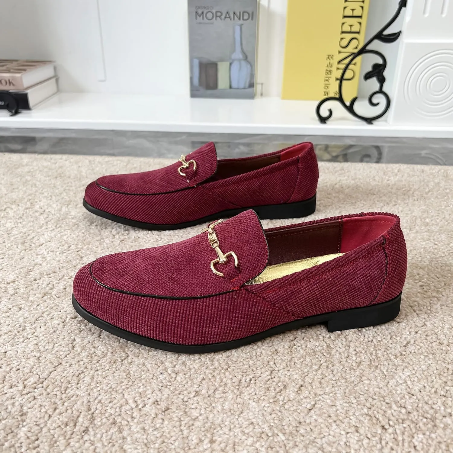 LCQL Men's Luxury Velvet Penny Loafer Shoes Noble Slip-on Casual Suede Loafers Smoking Slippers Plus Size 7-13