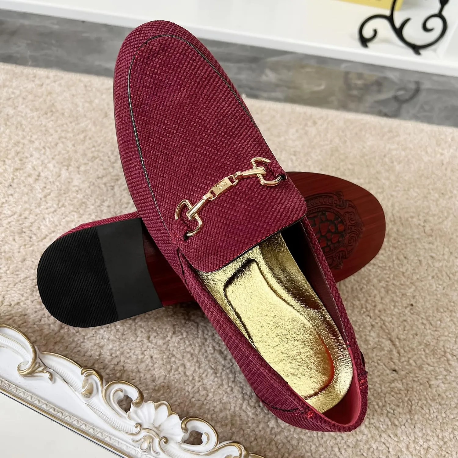LCQL Men's Luxury Velvet Penny Loafer Shoes Noble Slip-on Casual Suede Loafers Smoking Slippers Plus Size 7-13