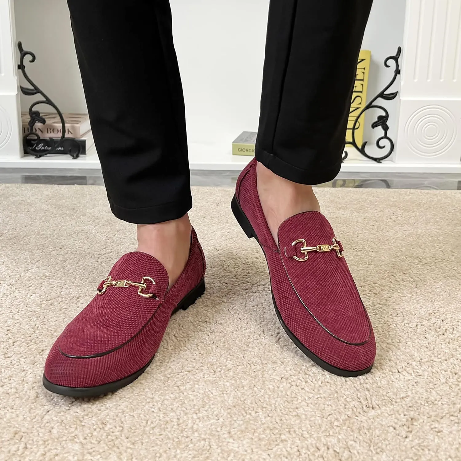 LCQL Men's Luxury Velvet Penny Loafer Shoes Noble Slip-on Casual Suede Loafers Smoking Slippers Plus Size 7-13