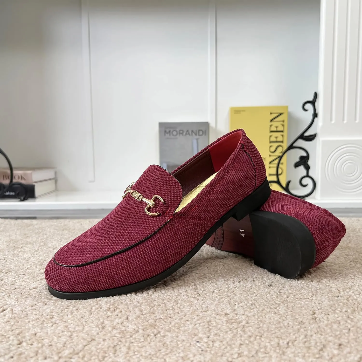 LCQL Men's Luxury Velvet Penny Loafer Shoes Noble Slip-on Casual Suede Loafers Smoking Slippers Plus Size 7-13