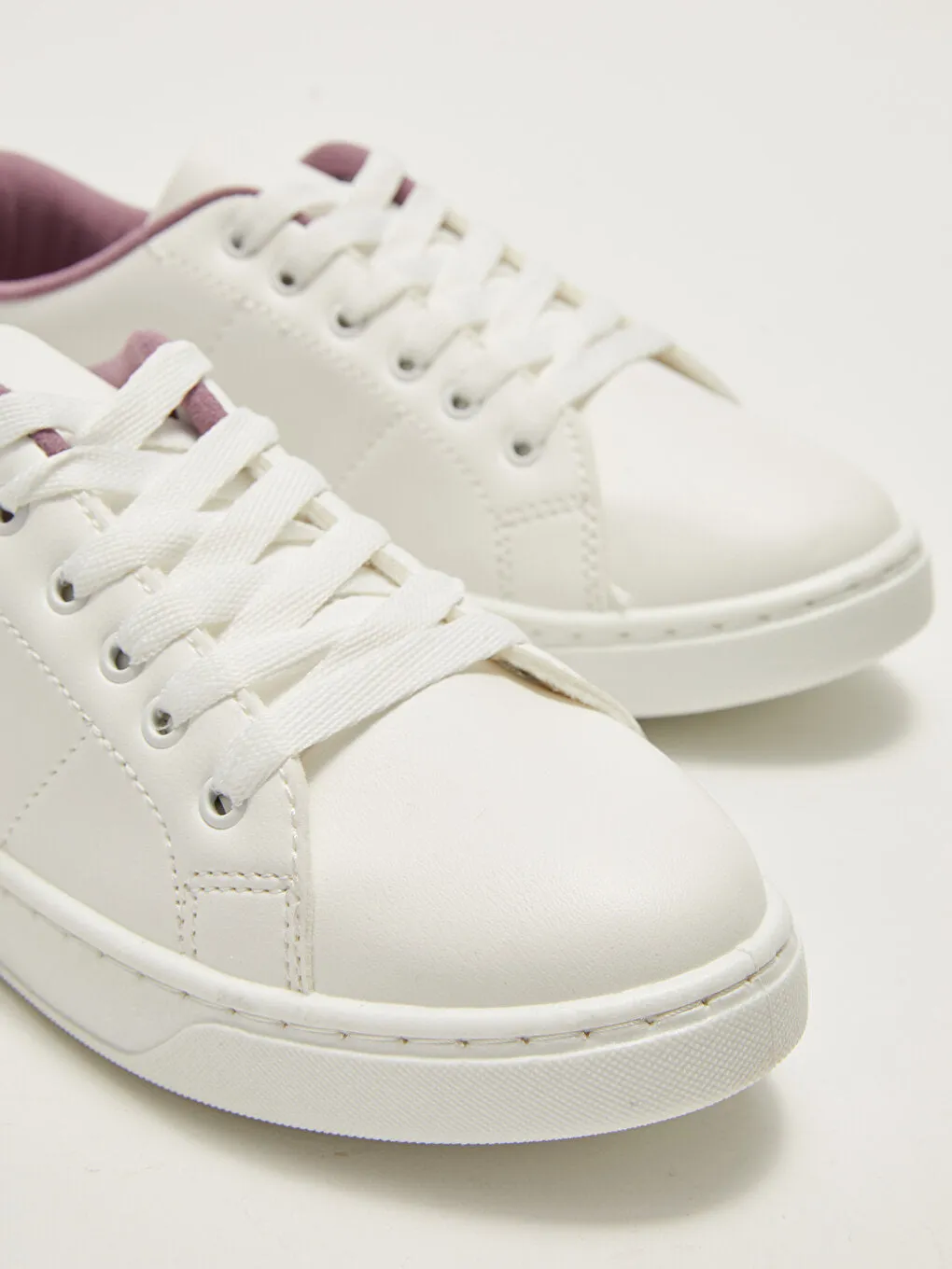 Leather Look Lace Up Women's Sneakers