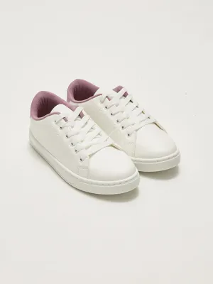 Leather Look Lace Up Women's Sneakers