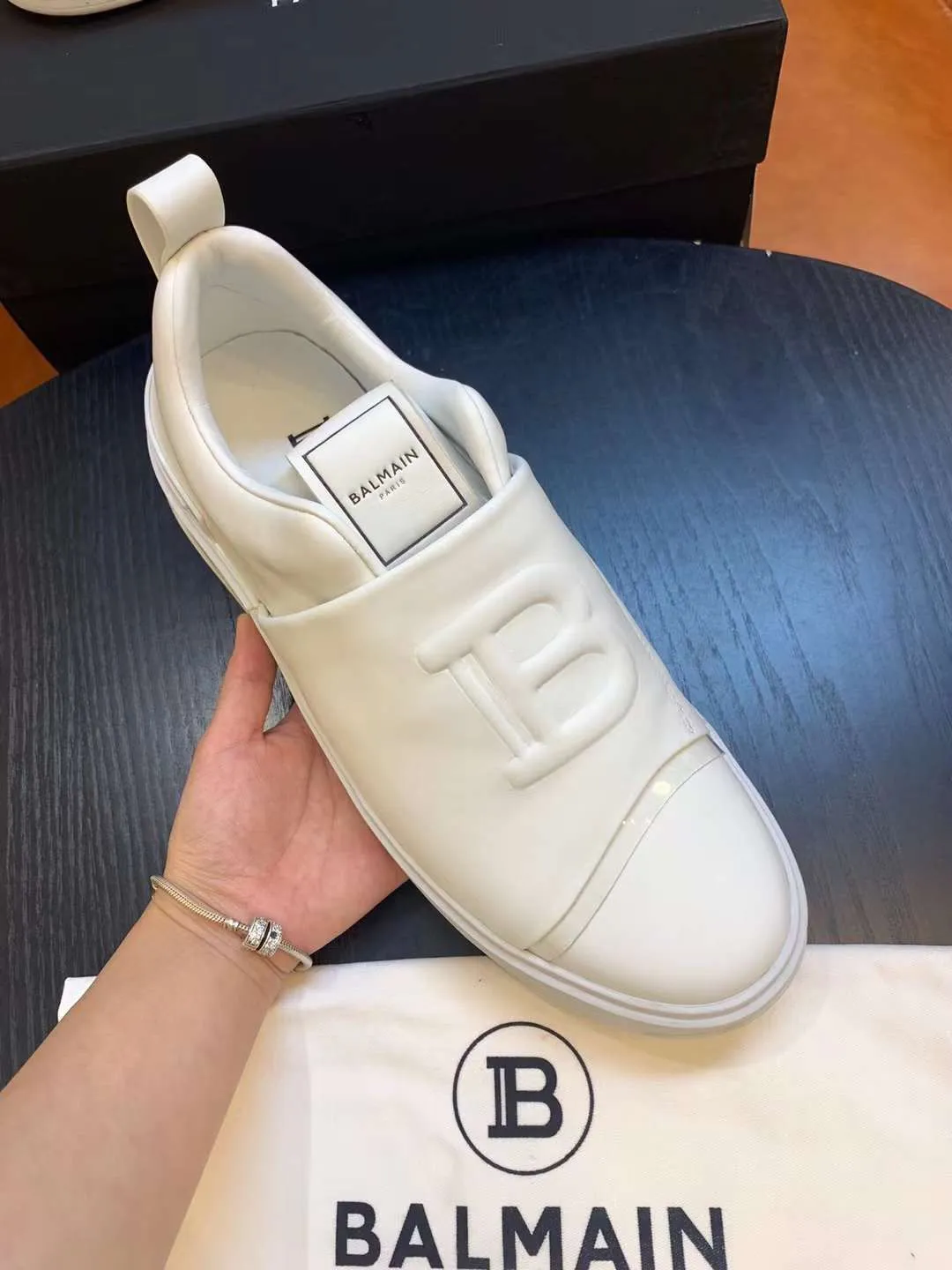 Logo-Plaque Lace-Up White Sneaker