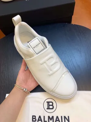 Logo-Plaque Lace-Up White Sneaker