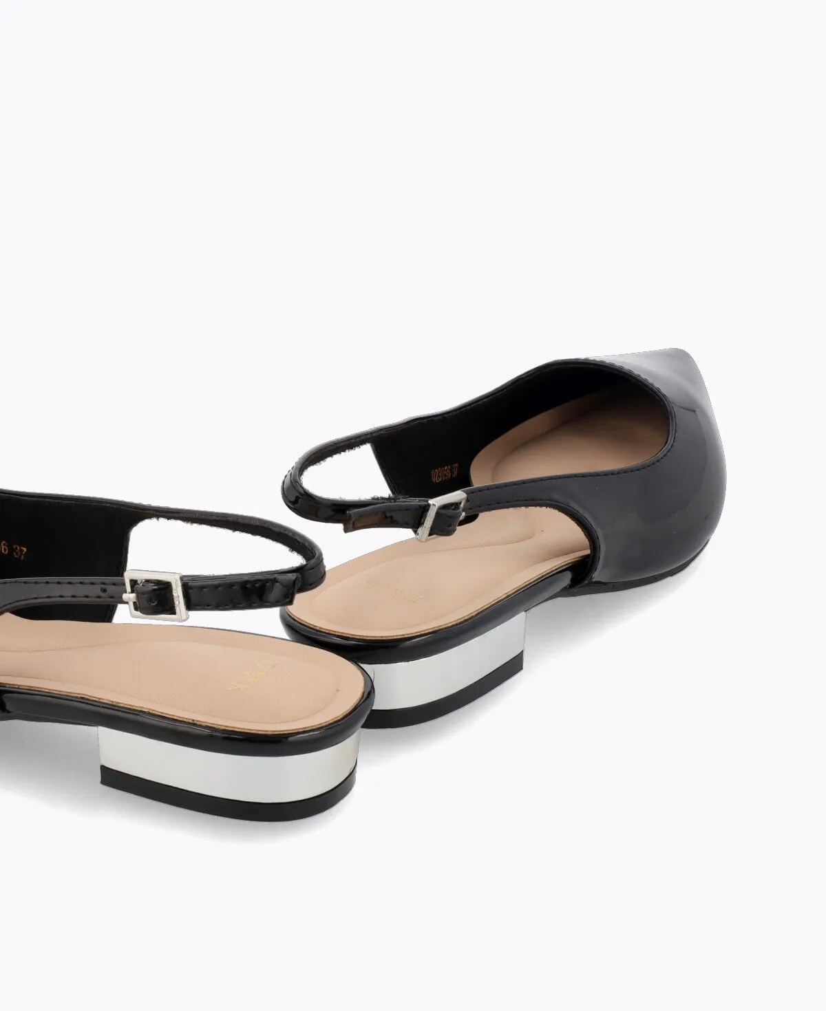 Lucia Slingback Flat Pumps - Black