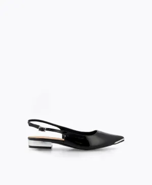 Lucia Slingback Flat Pumps - Black