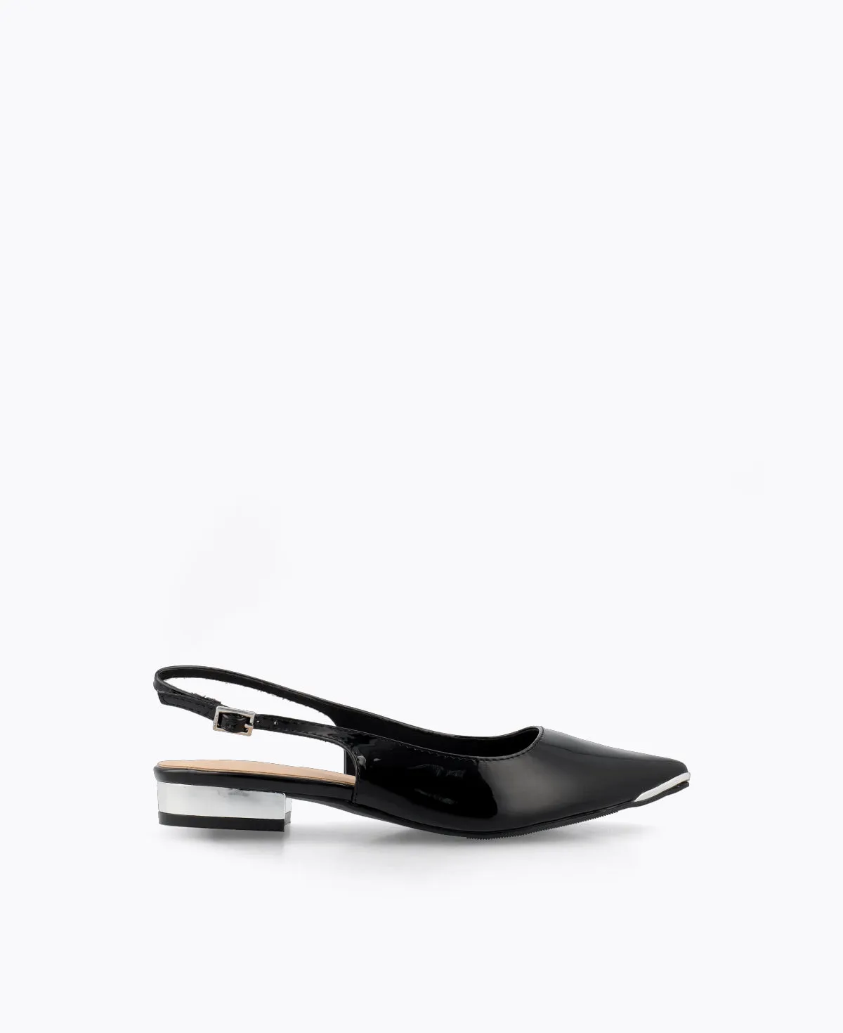 Lucia Slingback Flat Pumps - Black