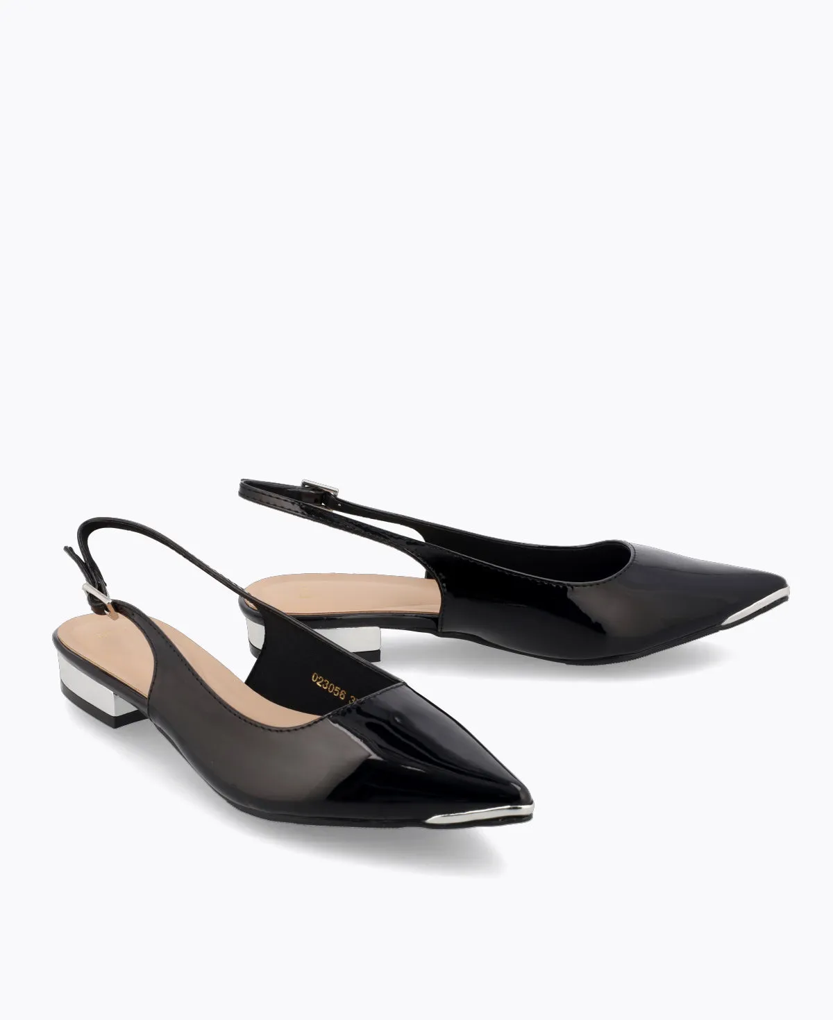 Lucia Slingback Flat Pumps - Black