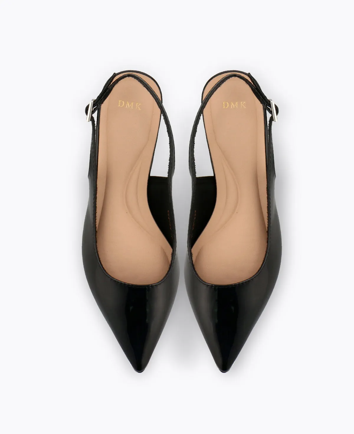 Lucia Slingback Flat Pumps - Black