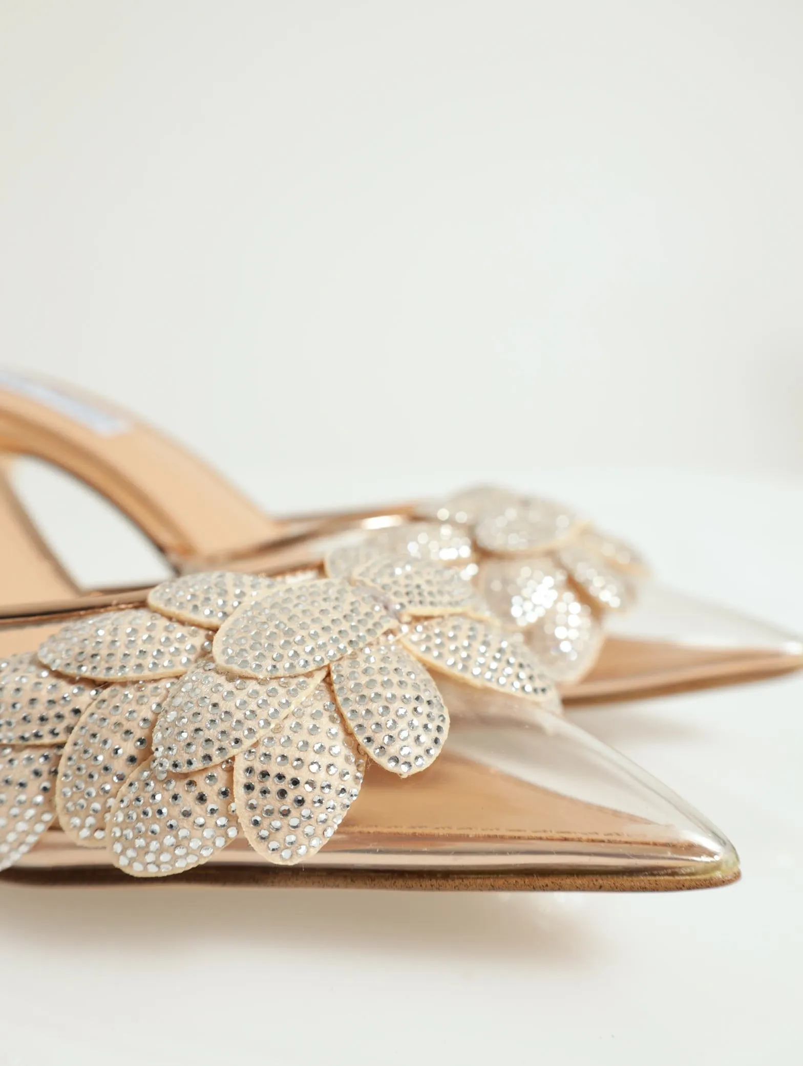 Luxecity Pointed Closed Toe Mule Shaped Heel - Rose Gold