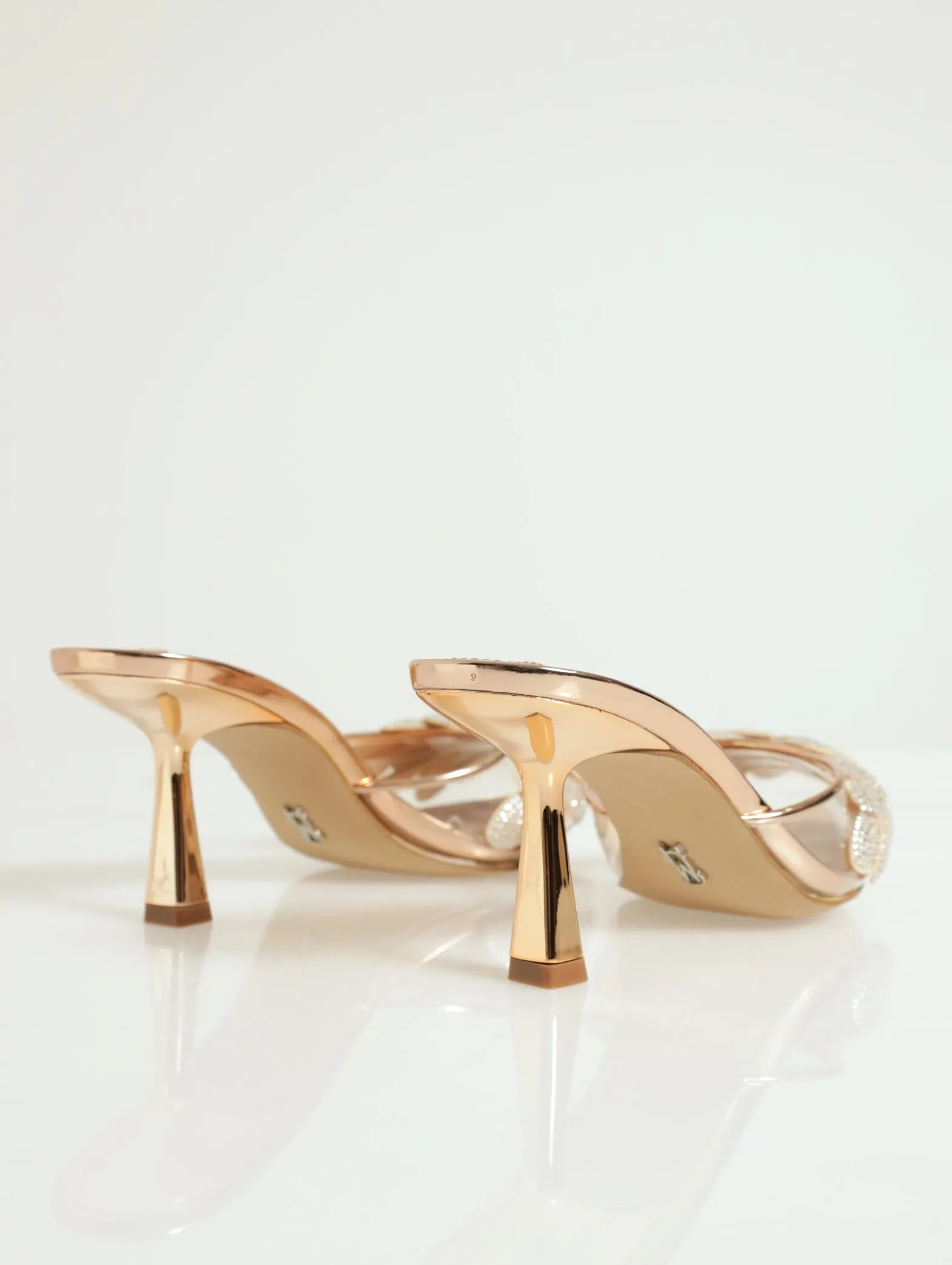 Luxecity Pointed Closed Toe Mule Shaped Heel - Rose Gold