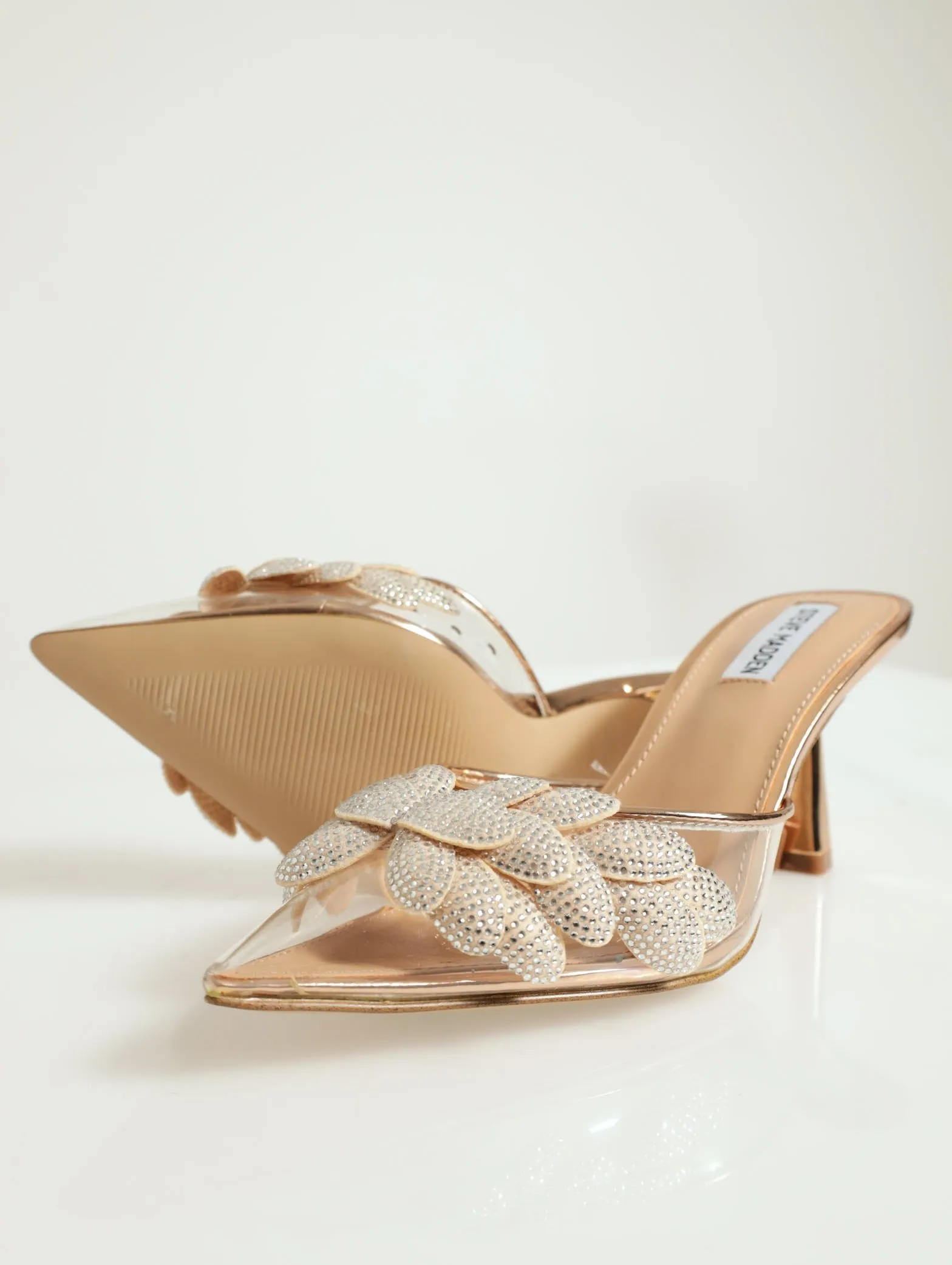 Luxecity Pointed Closed Toe Mule Shaped Heel - Rose Gold