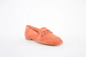 MARIA JAEN - 4015 FASHION LOAFER WITH CHAIN DETAIL - ORANGE SUEDE