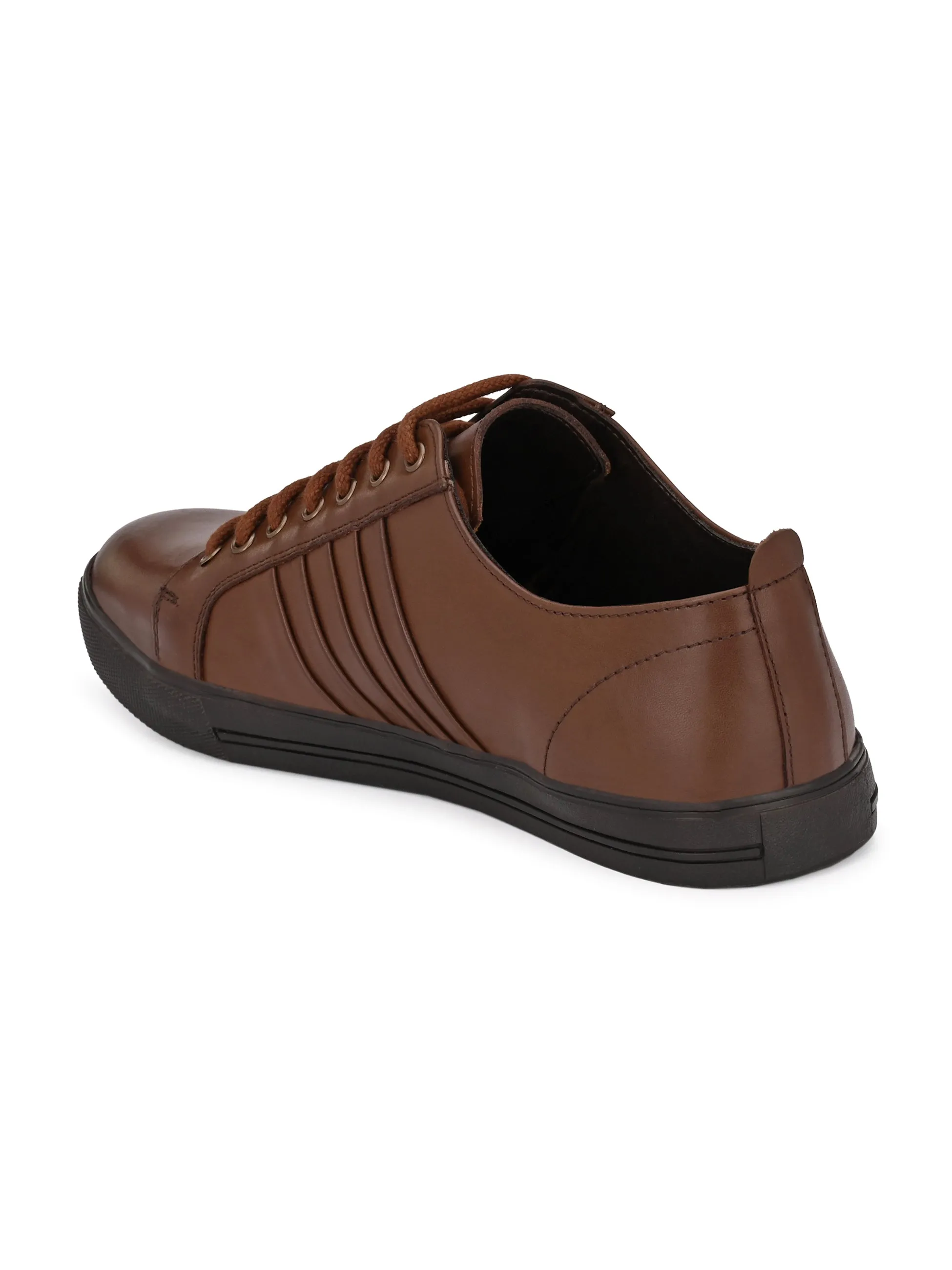 Men's Burnish Leather Lace up Casual Sneaker Shoe