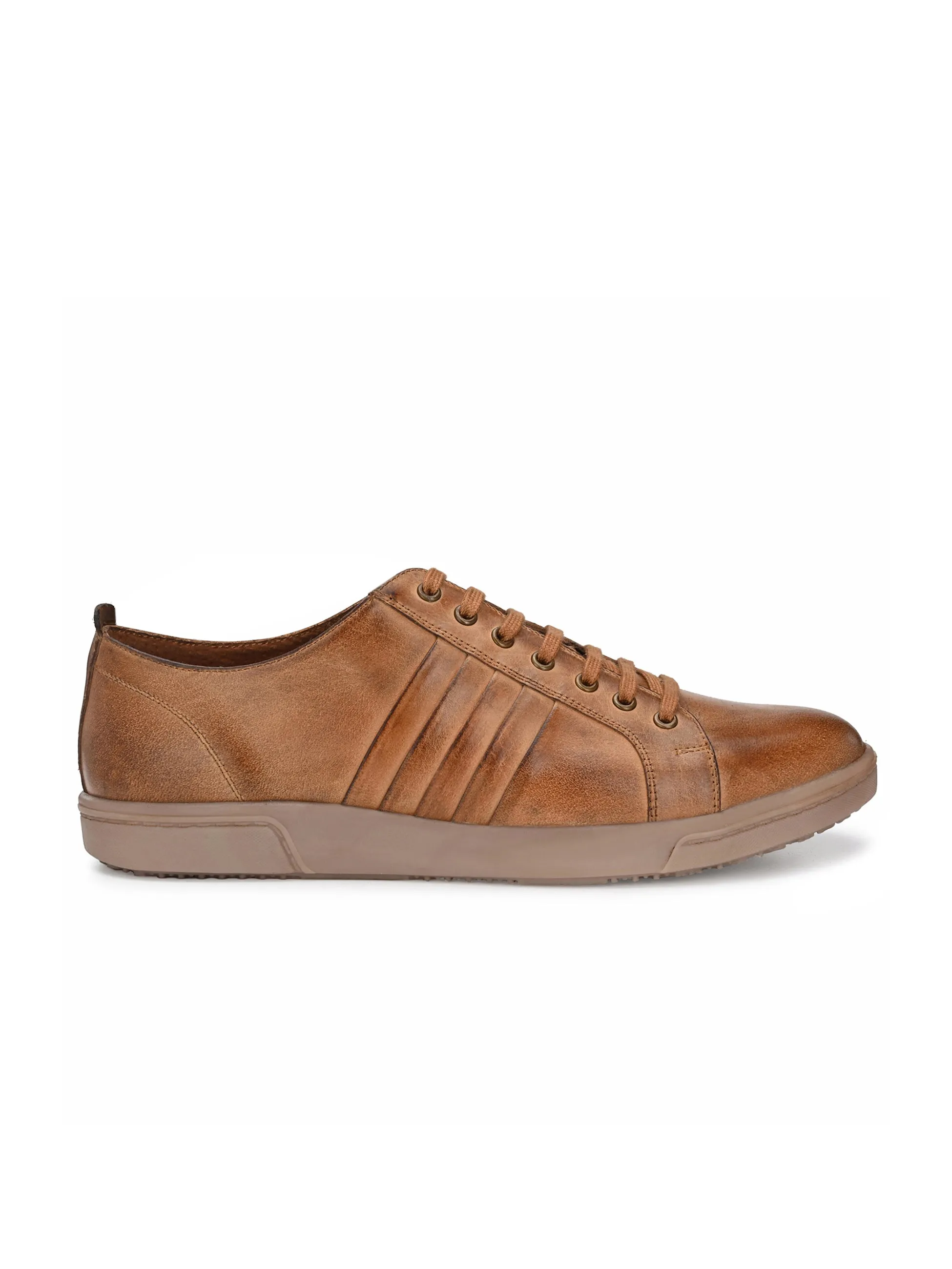 Men's Burnish Leather Lace up Casual Sneaker Shoe