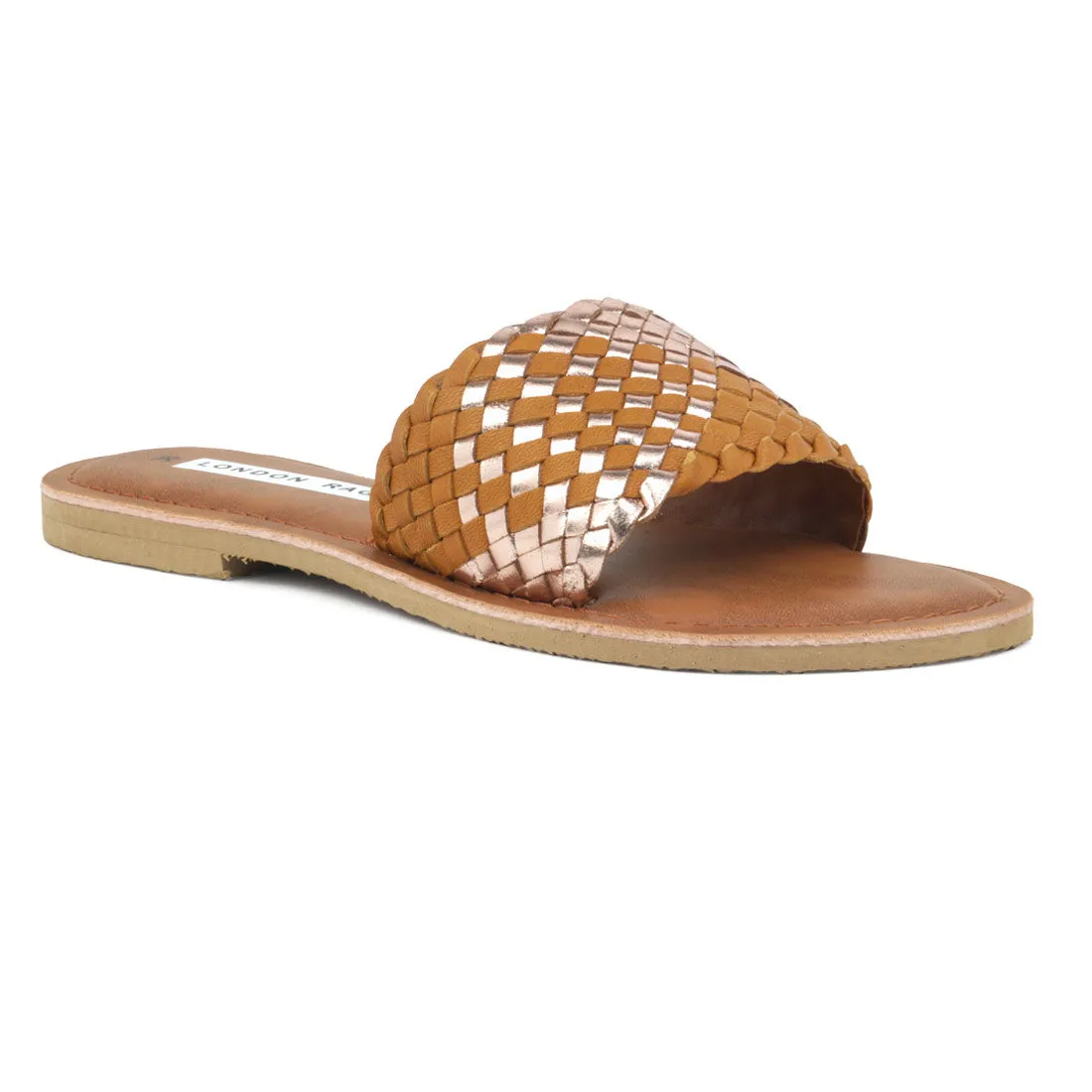 Metallic Mustard Woven Strap Slip-On