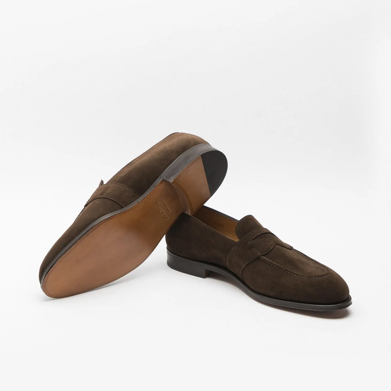 Mocassino penny John Lobb Fencote in camoscio marrone