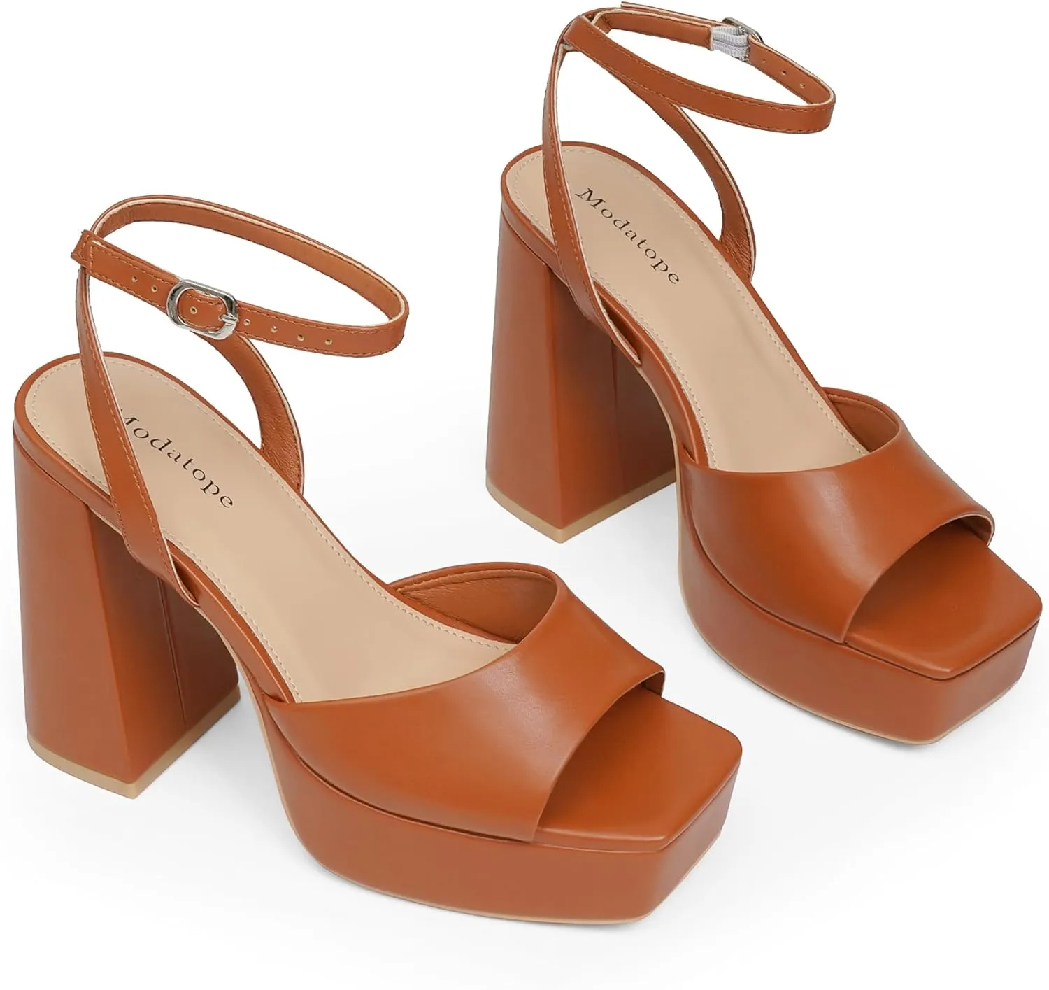 Modatope Platform Heels for Women Platform Sandals Womens Chunky Heel Open Toe Pumps Ankle Strap Womens Wedding Party Pumps Shoes