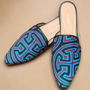 Mola Mules Black Blue & Red Size 39 Flat