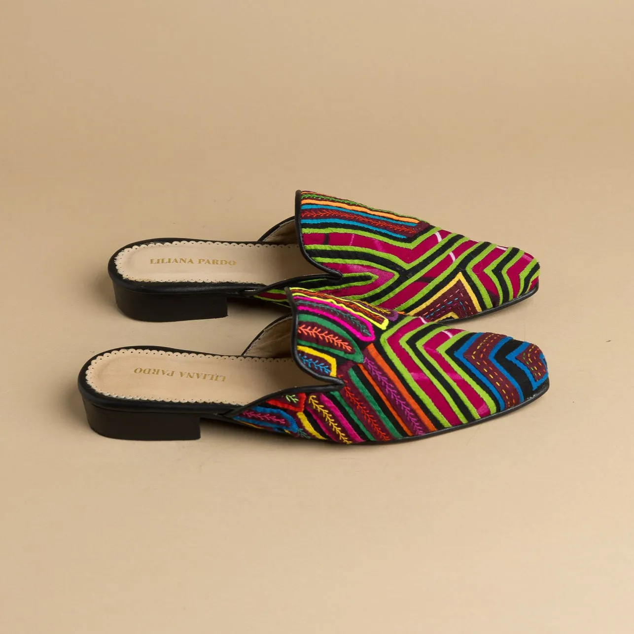 Mola Mules | Black Multicolor
