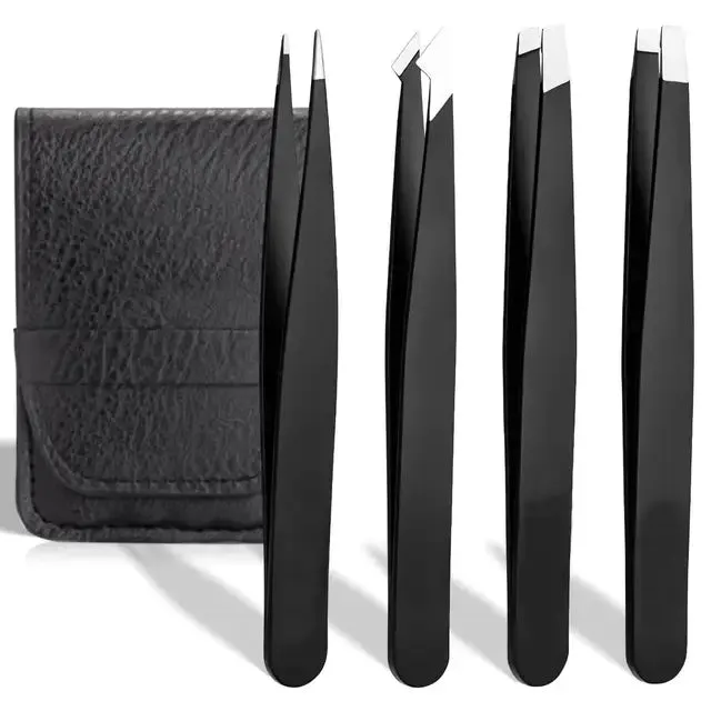 Multipurpose Stainless Steel Eyebrow 4-in-1 Tweezers Set