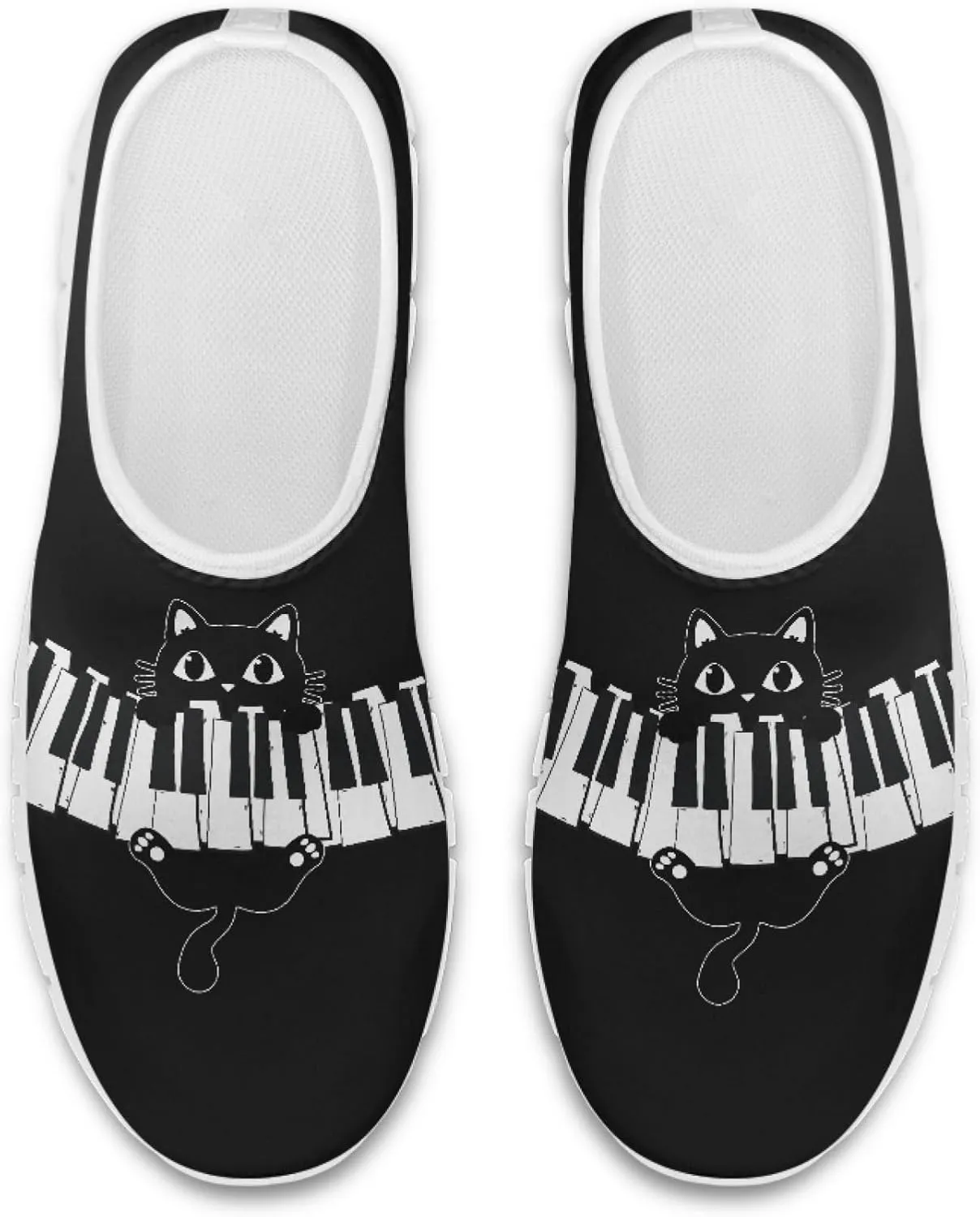 Musical Print Womens Flat Shoes Comfort Mesh Slip-on Walking Shoes Casual Sneakers Size 5-10.5