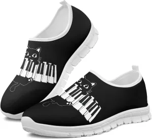 Musical Print Womens Flat Shoes Comfort Mesh Slip-on Walking Shoes Casual Sneakers Size 5-10.5