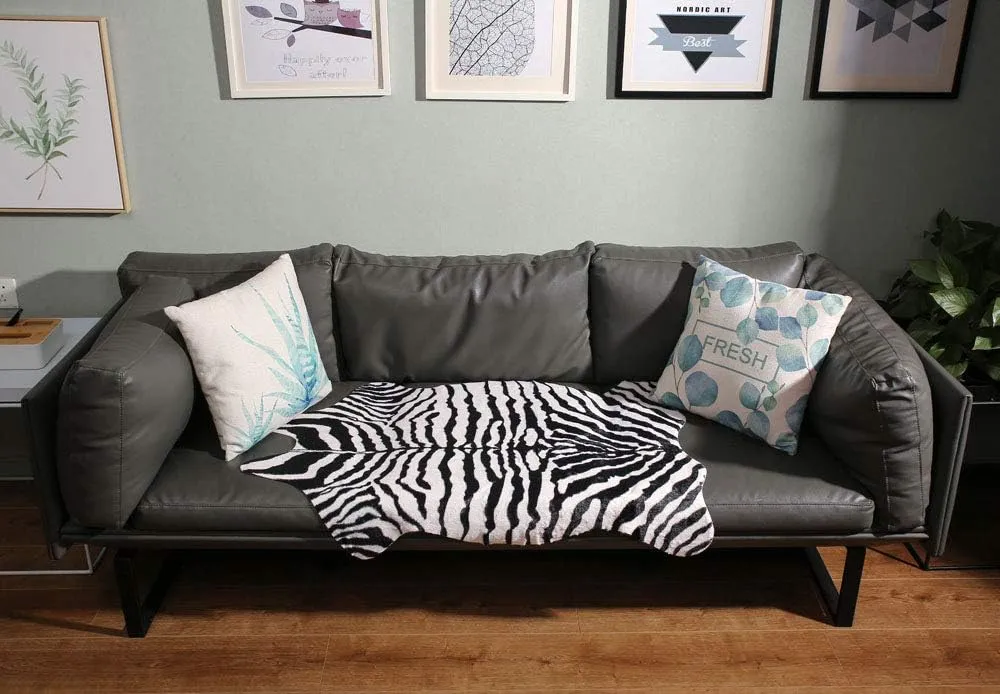 MustMat Cute Faux Zebra Print Throw Rug Perfect for Office/Kids Room/Under Tables/Smaller Area 3.6x2.3 Feet