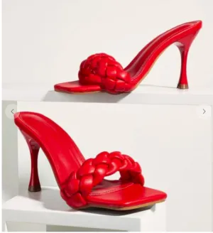 Mz. Lo-Lo Red Braided Strap Heel-Mules