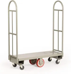 Narrow Aisle U-Boat Platform Truck Dolly. 16 x 48 Inch Heavy Duty Utility Cart. Thick Steel Deck. Premium Hand Truck. Hold Loads Up to 2,000 Pounds. Hand Cart with Dual Removable Handles