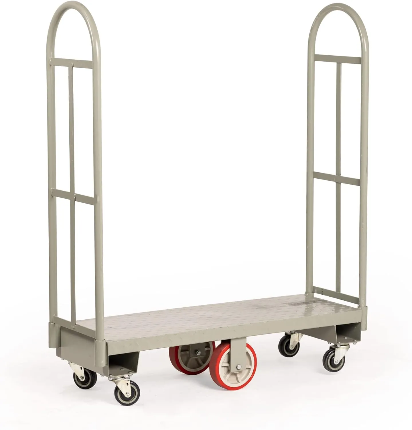 Narrow Aisle U-Boat Platform Truck Dolly. 16 x 48 Inch Heavy Duty Utility Cart. Thick Steel Deck. Premium Hand Truck. Hold Loads Up to 2,000 Pounds. Hand Cart with Dual Removable Handles