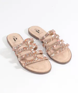Natural Slip-On Sandal with Shell Embellishments and Padded Insole