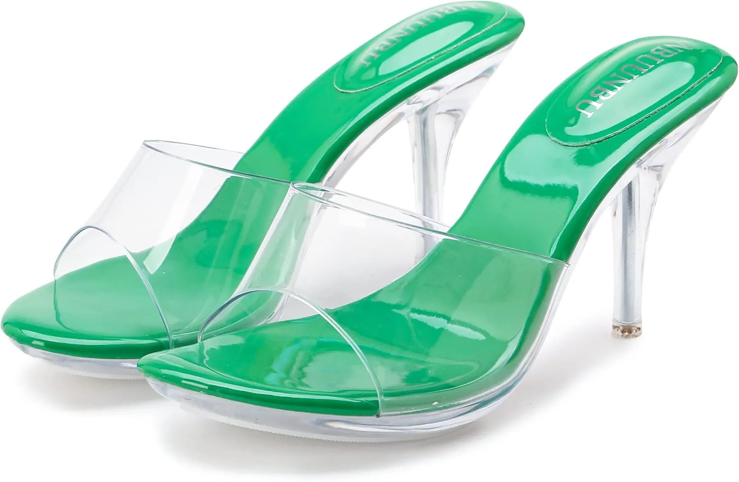 NBUUNBU Silver Clear Heels For Women Dress Shoes Transparent Strap Sexy Stilletos Heels Open Toe High Silver Heeled Sandals Pump Mules
