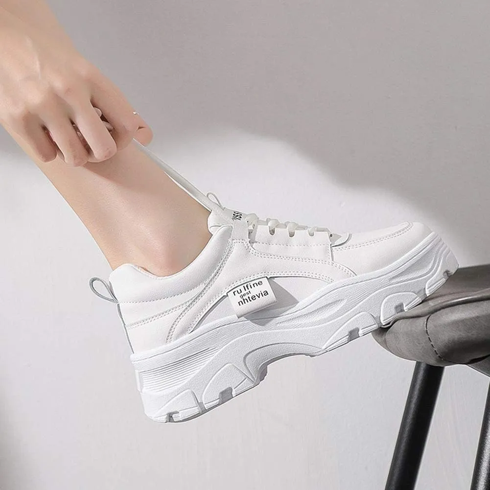 NCNDB Women's Platform Sport Sneaker Trainers Lace Up Fashion Increased Bottom Shoes