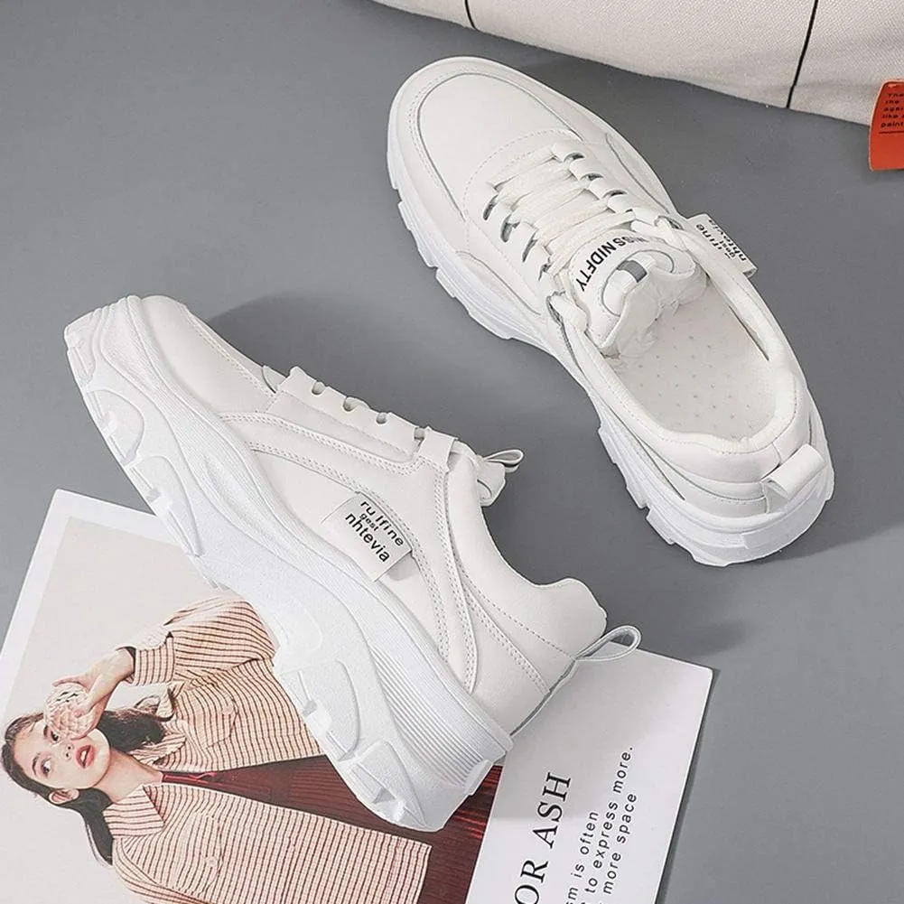 NCNDB Women's Platform Sport Sneaker Trainers Lace Up Fashion Increased Bottom Shoes