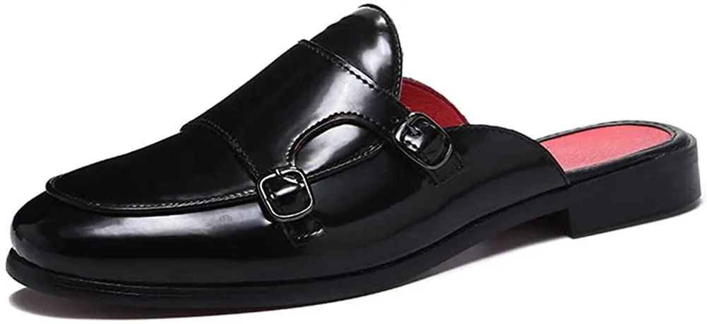 NXY Men's Slip-on Mule Loafer Leather Backless Casual Dress Slippers