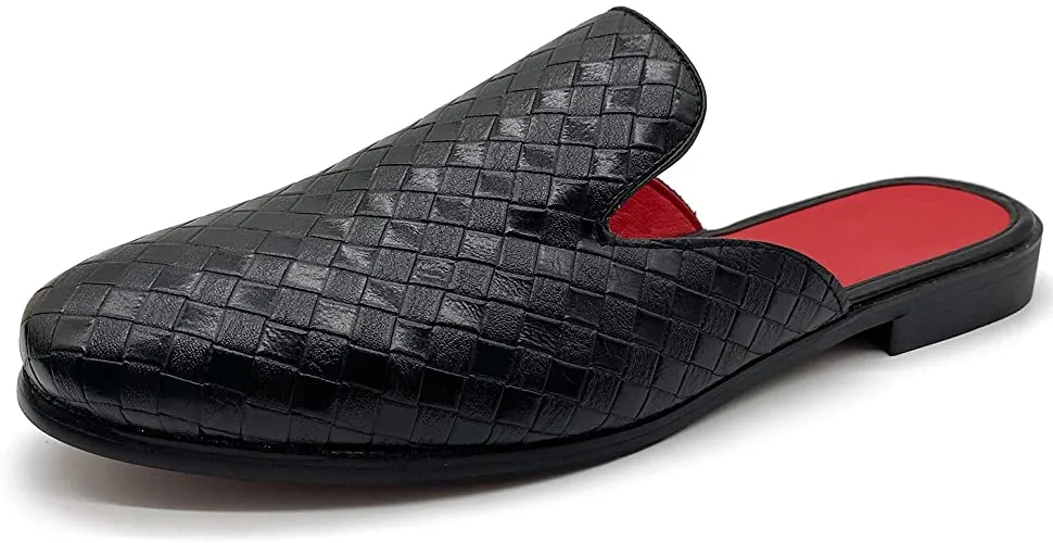 NXY Men's Slip-on Mule Loafer Leather Backless Casual Dress Slippers