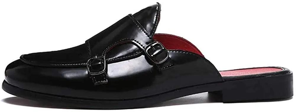 NXY Men's Slip-on Mule Loafer Leather Backless Casual Dress Slippers