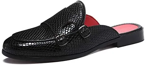 NXY Men's Slip-on Mule Loafer Leather Backless Casual Dress Slippers