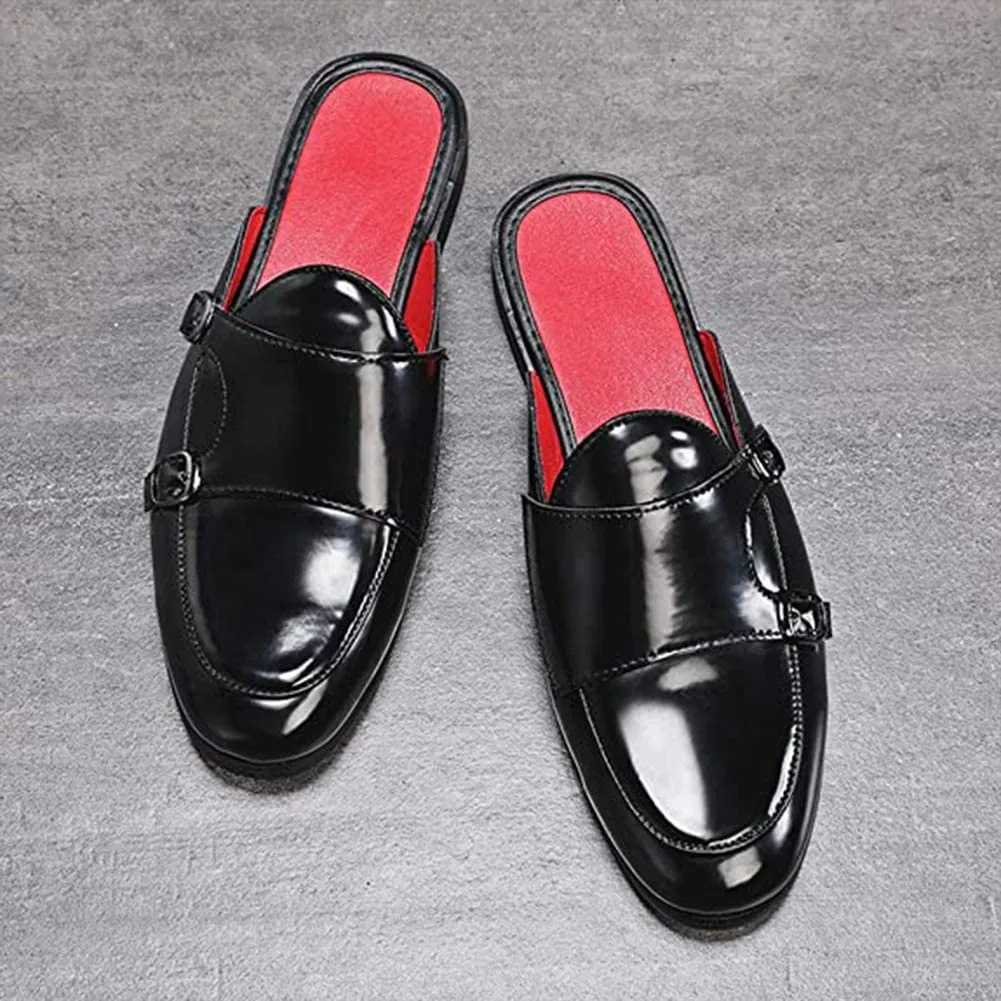 NXY Men's Slip-on Mule Loafer Leather Backless Casual Dress Slippers