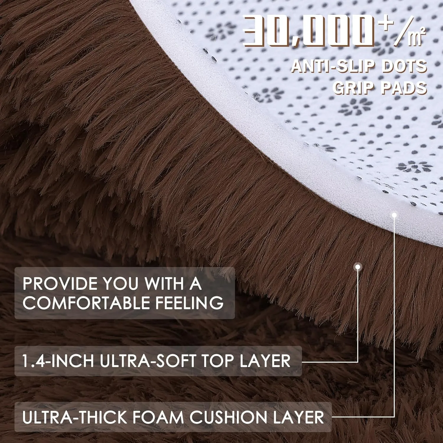OLANLY Area Rugs for Living Room Bedroom, Machine Washable 4x5.9 Feet Soft Fluffy Shaggy Bedside Rug, Indoor Floor Carpet for Kids Girls and Boys, Dorms, Nursery Rooms, Home Decor Aesthetic, Coffee