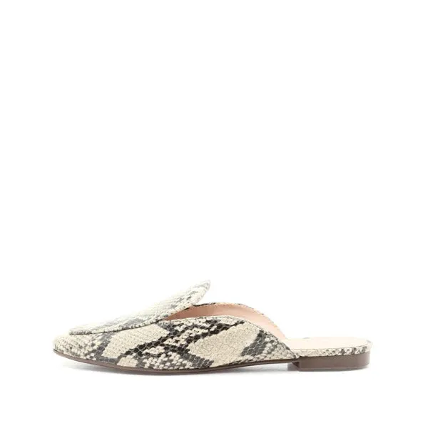 On Slide Zaina Schutz Mule Contemporary Toe Sandals Chic Slip Pointed Natural Snake Recommended Fashion