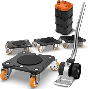 ONEON Furniture Mover Plus, Upgrated to Full Carbon Steel Panels Dolly, Reinforced Rib Design, Increased Weight Capacity, with Furniture Lifter, Easy Heavy Lifting