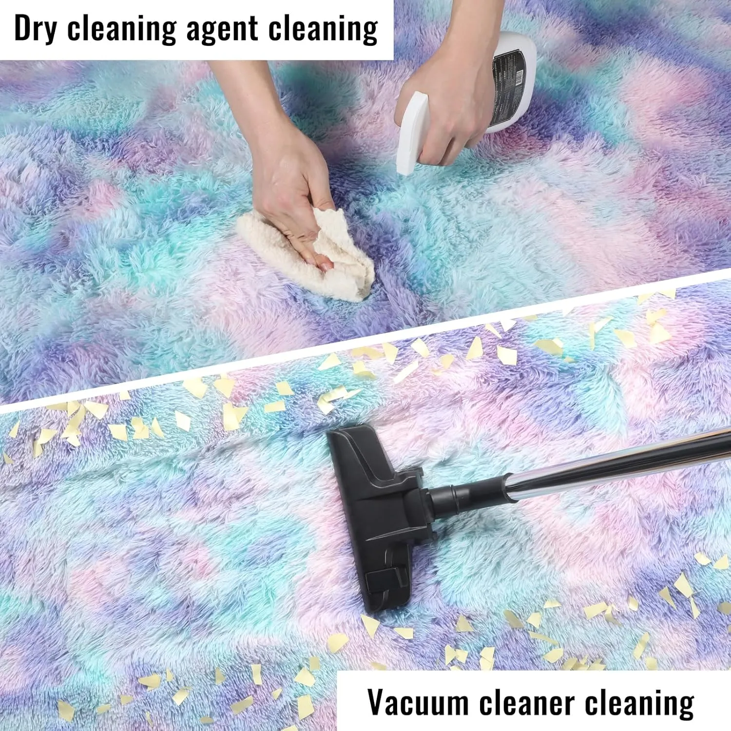 PAGISOFE Cute Furry Pastel Rug for Girls Bedroom, Soft Purple Shag Tent Rugs for Livingroom, Kids Room, Playroom, Nursery, Home Decor, Plush Mermaid Kawaii Rug, Fluffy Fuzzy Carpet, 4x6 Area Rug