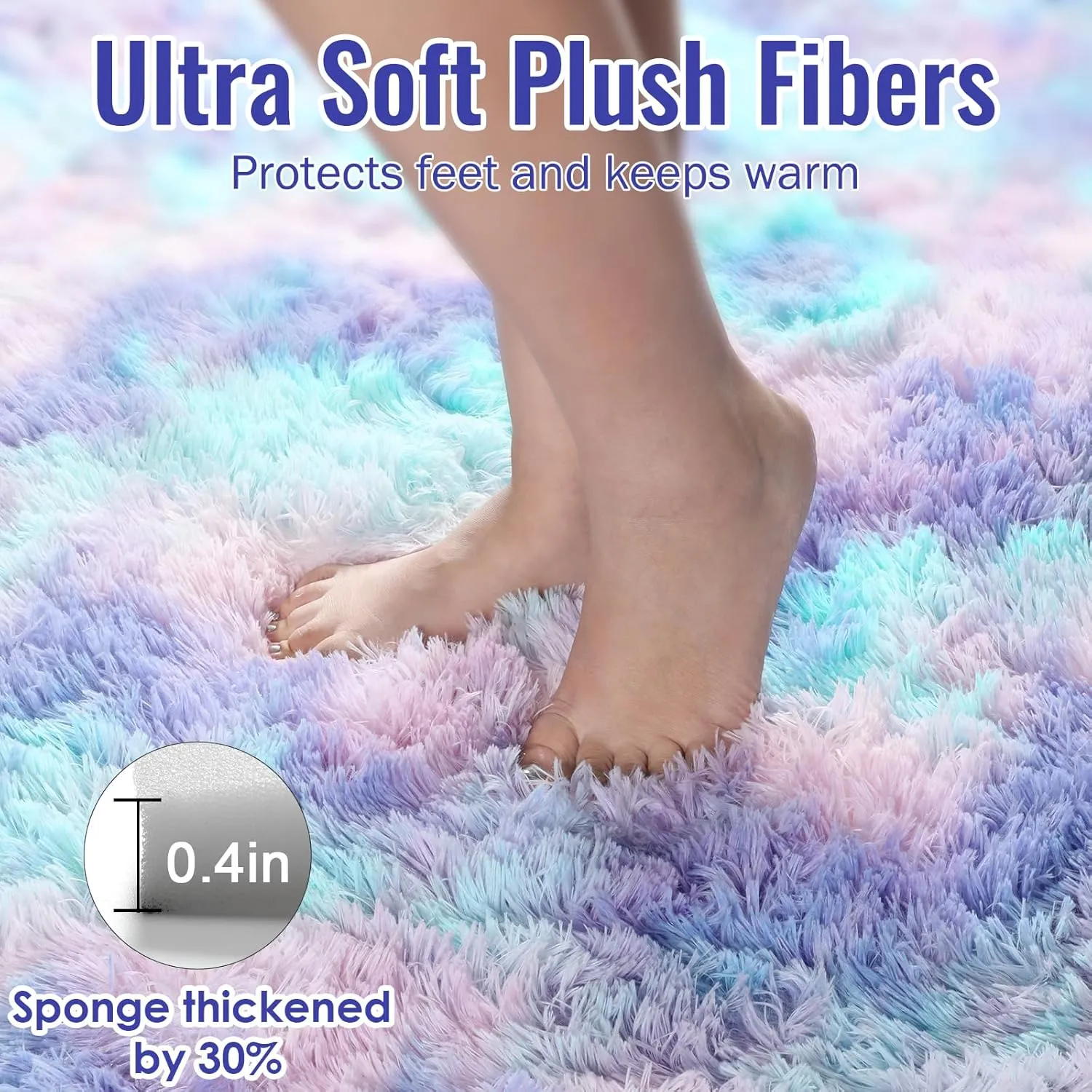 PAGISOFE Cute Furry Pastel Rug for Girls Bedroom, Soft Purple Shag Tent Rugs for Livingroom, Kids Room, Playroom, Nursery, Home Decor, Plush Mermaid Kawaii Rug, Fluffy Fuzzy Carpet, 4x6 Area Rug
